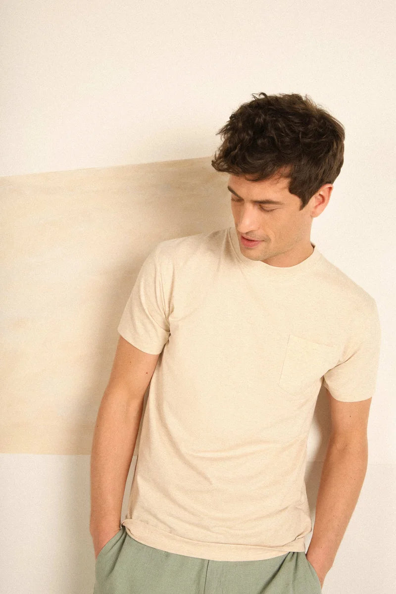 T-shirt poche BEIGE LIGHT HEATHER
