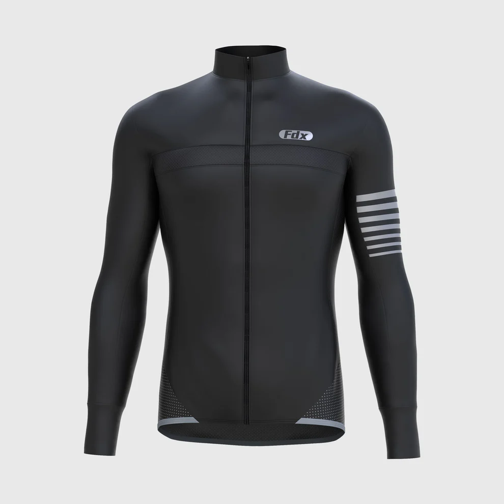 Men's Black Thermal Roubaix Long Sleeve Cycling Jersey